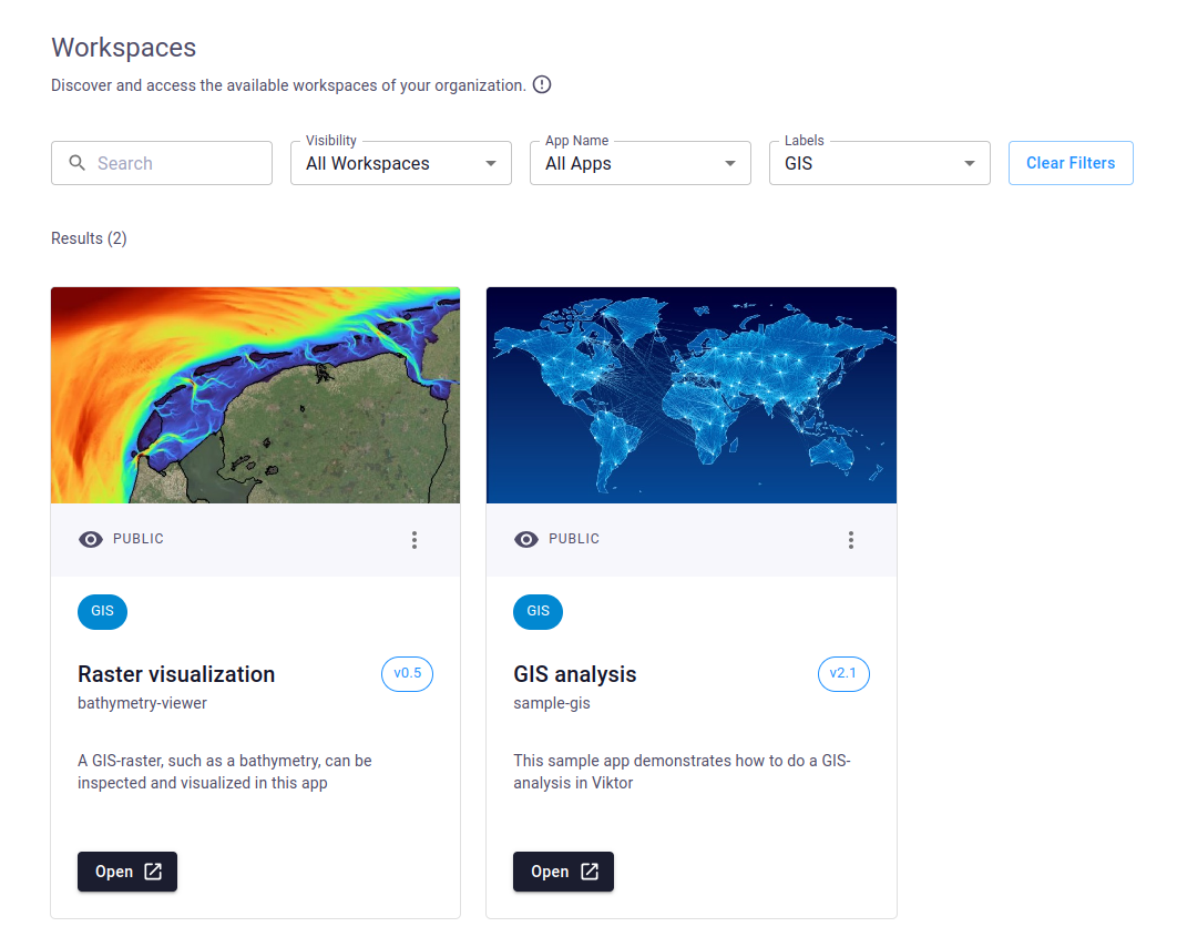 workspaces with GIS label